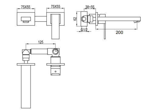 Змішувач для раковини (умивальника) KOHLMAN EXCELENT CHROME + BOX прихованого монтажу
