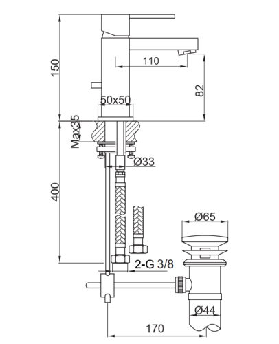 Смеситель для раковины (умывальника) KOHLMAN EXCELENT CHROME низкий