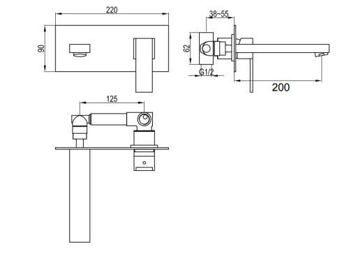 Змішувач для раковини (умивальника) KOHLMAN EXCELENT 01 CHROME + BOX прихованого монтажу