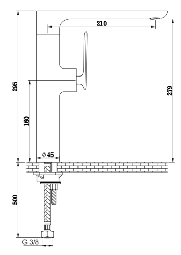 Смеситель для раковины (умывальника) KOHLMAN EXPERIENCE LONG BLACK MATT высокий