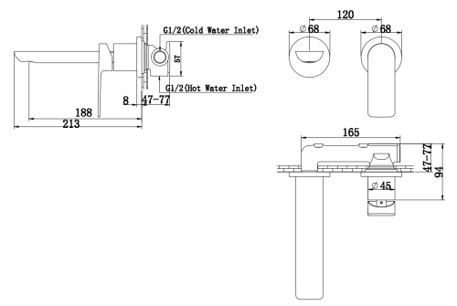 Смеситель для раковины (умывальника) KOHLMAN PROXIMA CHROME + BOX скрытого монтажа
