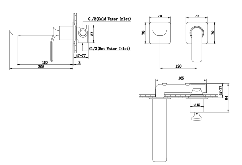Смеситель для раковины (умывальника) KOHLMAN EXPERIENCE BLACK MATT + BOX скрытого монтажа