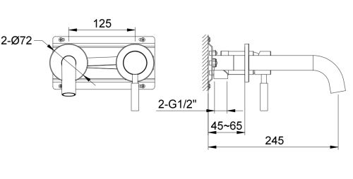 Змішувач для раковини (умивальника) KOHLMAN ROXIN BLACK + BOX прихованого монтажу