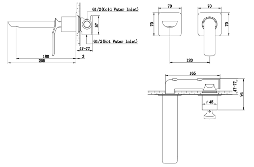 Змішувач для раковини (умивальника) KOHLMAN EXPERIENCE GOLD + BOX прихованого монтажу