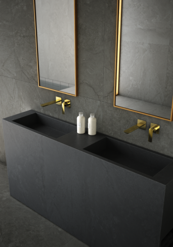 Змішувач для раковини (умивальника) KOHLMAN EXPERIENCE GOLD + BOX прихованого монтажу