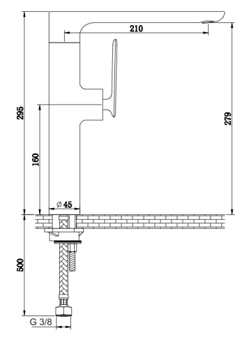 Смеситель для раковины (умывальника) KOHLMAN EXPERIENCE LONG GOLD высокий
