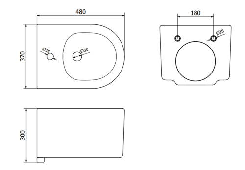Подвесное биде MEXEN SOFIA BLACK MATT