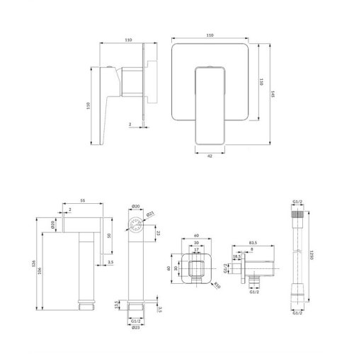гигиенический набор Omnires Parma chrome (SYSPMBI1CR)