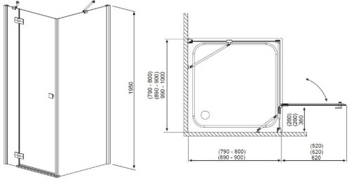 душова кабіна Radaway Almatea KDJ 100x75, ліва, скло прозоре (32145-01-01NL)