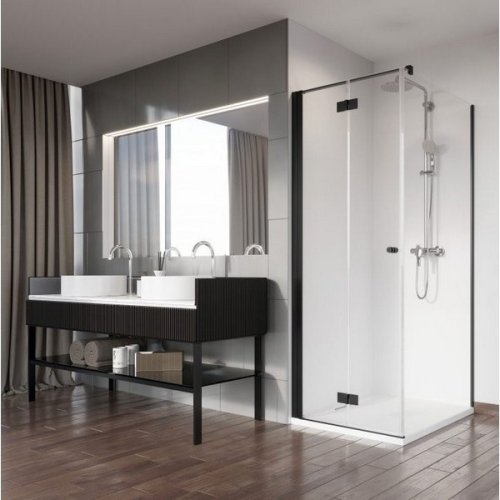 душевая кабина Radaway NES Black KDJ B 80x80 левая, безопасное стекло, прозрачное, чёрная (10025080-54-01L)