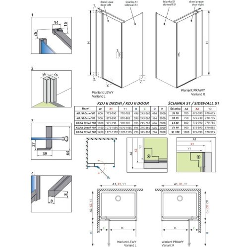 душова кабіна Radaway NES KDJ II 100x100 ліва, безпечне скло, прозоре (10032100-01-01L)