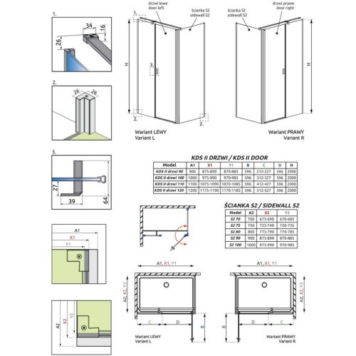 душевая кабина Radaway NES KDS II 120 левая, безопасное стекло, прозрачное (10033120-01-01L)