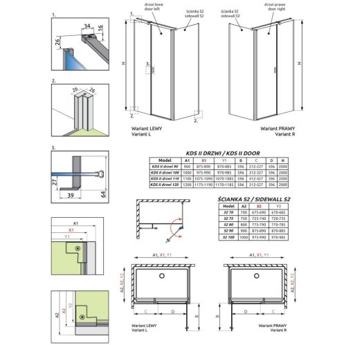 душевая кабина Radaway NES KDS II 120 правая, безопасное стекло, прозрачное, чёрная (10033120-54-01R)