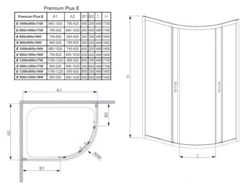 душевая кабина Radaway Premium Plus E 120x90 стекло прозрачное (30483-01-01N)