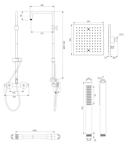 душевая система Omnires Mini с термостатом chrome (MI1544-X/KCR)