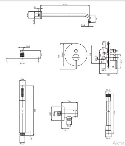 душевая система Omnires Y black (SYSY18BL)