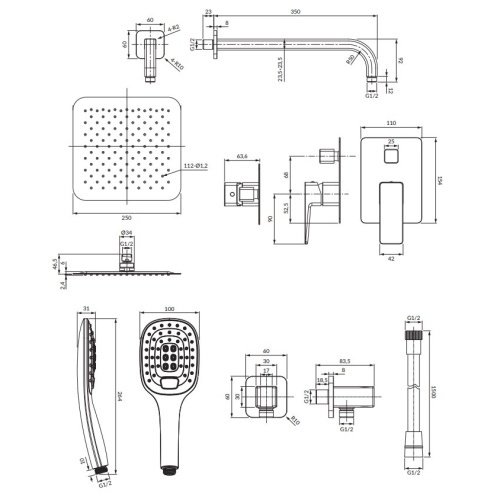 душевая система скрытого монтажа Omnires Parma chrome (SYSPM10CR)