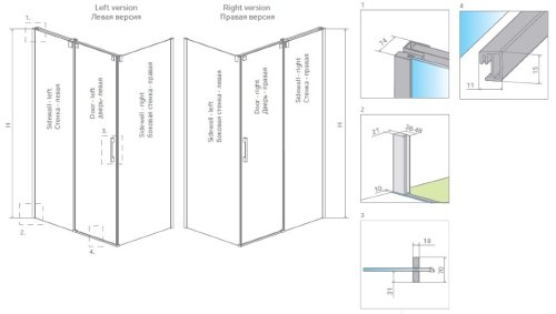 душевая стенка Radaway Espera KDJ 100x200 стекло прозрачное, хром, левая (380230-01L)