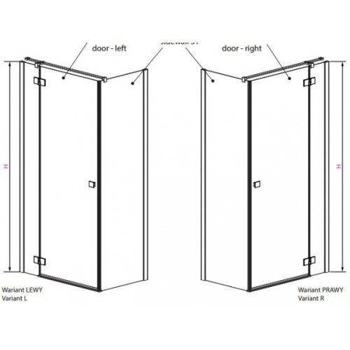 душевая дверь Radaway Essenza New KDJ 120x200 стекло прозрачное левая (385042-01-01L)
