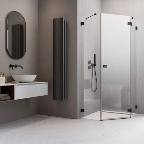 душевая дверь Radaway Essenza Pro PTJ 57x200 правая, безопасное стекло, прозрачное, чёрная (10100000-54-01R)