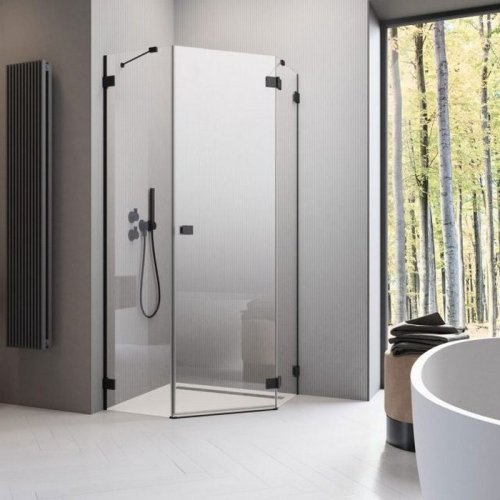 душевая дверь Radaway Essenza Pro PTJ 57x200 правая, безопасное стекло, прозрачное, чёрная (10100000-54-01R)