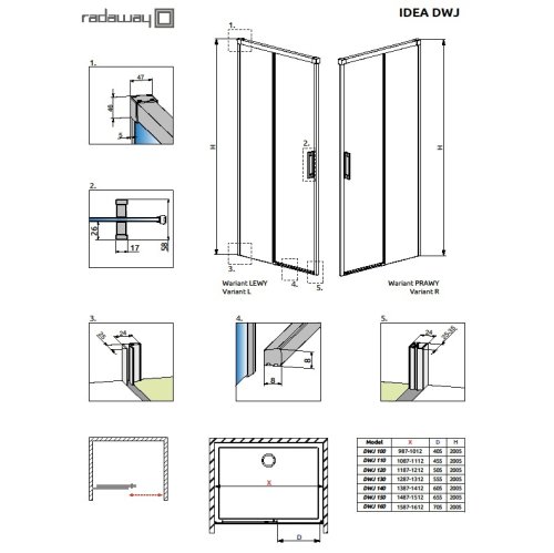 душевые двери Radaway Idea Black DWJ 160x200,5 стекло прозрачное, правая (387020-54-01R)
