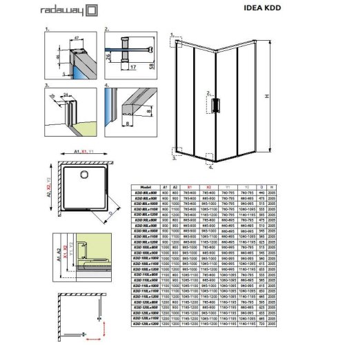 душевые двери Radaway Idea Black KDD 80x200,5 стекло прозрачное, правая (387061-54-01R)