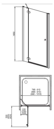 душевые двери Radaway Torrenta DWJ 110, левые, стекло графитовое (31940-01-05N)