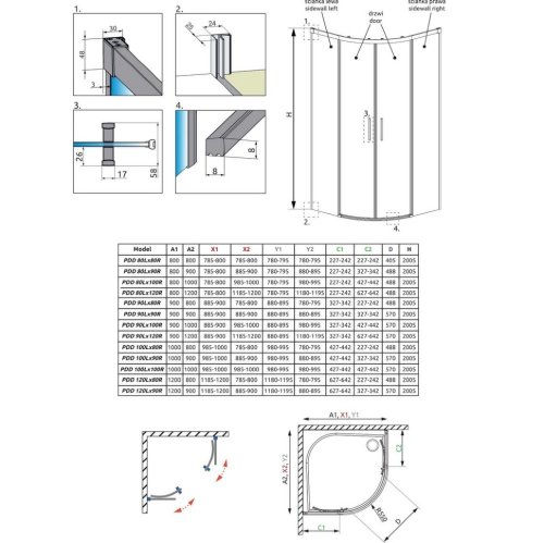 душові стінки Radaway Idea PDD 100x100 безпечне скло, прозоре (387142-01-01)
