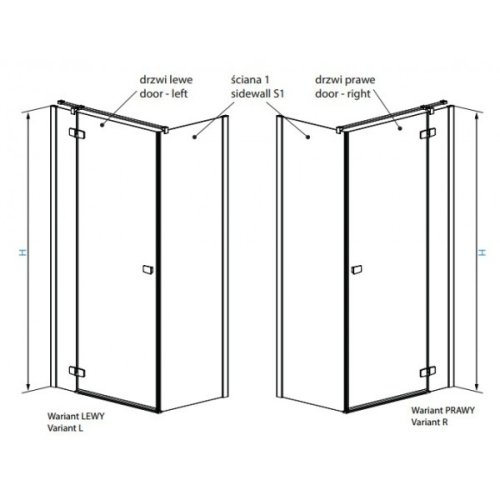 збоку стінка Radaway Fuenta New S1 100x200 скло прозоре (384052-01-01)