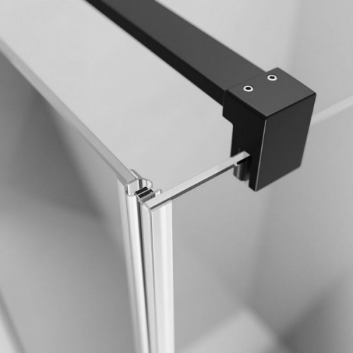 збоку стінка Radaway NES Black S2 90, безпечне скло, прозоре, чорна (10040090-54-01)