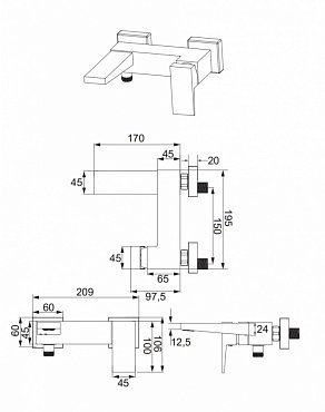 смеситель для ванны Omnires Fresh chrome (FR7130CR)