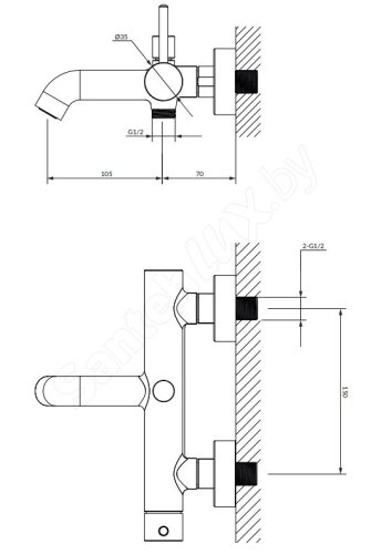 змішувач для ванни Omnires Y gold (Y1230GL)