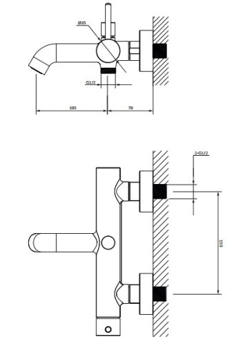 змішувач для ванни з душовим комплектом Omnires Y gold (Y1231GL)