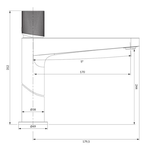 смеситель для умывальника Omnires Contour высокий, antracite (CT8012AT)