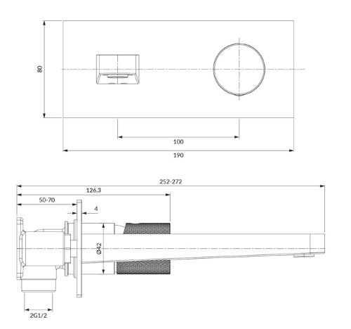 смеситель для умывальника Omnires Contour скрытого монтажа, antracite (CT8015AT)