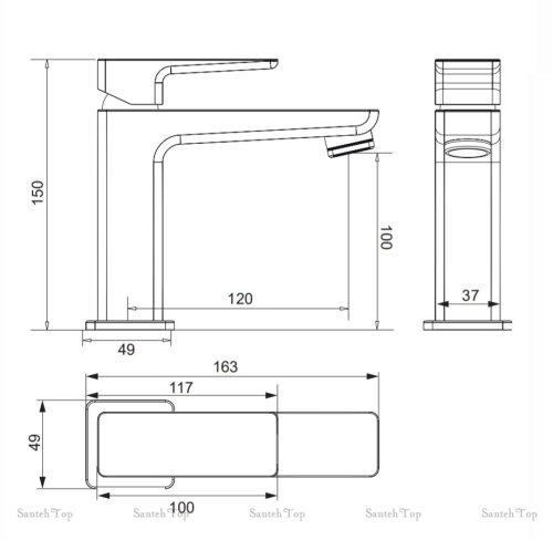 смеситель для умывальника Omnires Parma grafit (PM7410GR)