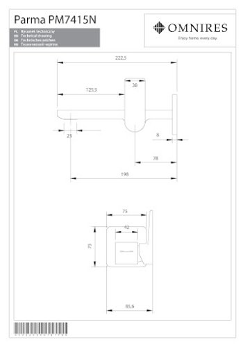 змішувач для умивальника прихованого монтажу Omnires Parma хром (PM7415NCR)