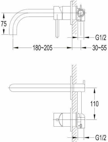 смеситель для умывальника скрытого монтажа Omnires Y chrome (Y1215HCR)