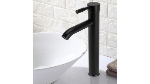 комплект умывальник Rea Sofia 27x34 + смеситель Graf черный + донный клапан клик-клак (REA-U0623+REA-B8665+REA-A5216)