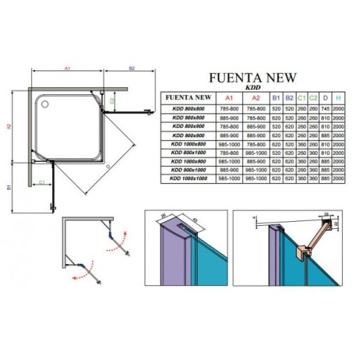 ліва частина кабіни Radaway Fuenta New KDD/L 90x200 скло прозоре (384060-01-01L)