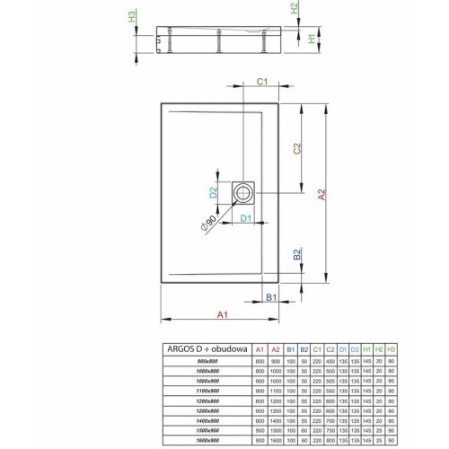 поддон Radaway Argos D 160x90 прямоугольный, на ножках, белый (4ADN916-02)