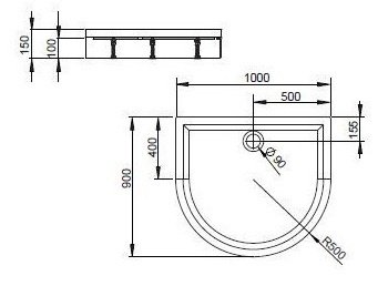 поддон Radaway Delos P 100x90 акрил (4Z19150-03N)