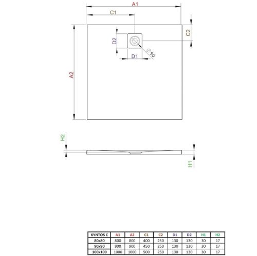 поддон Radaway Kyntos C 90x90 квадратный, белый (HKC9090-04)