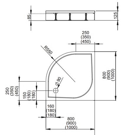 поддон Radaway Paros A 100x100 жидкий мрамор (MBA1010-03-1)