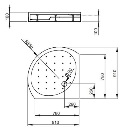 поддон Radaway Rodos B 90x90 акрил (4D99155-03)