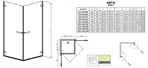 правая часть кабины Radaway Arta KDD I/R 100x200 стекло прозрачное (386062-03-01R)