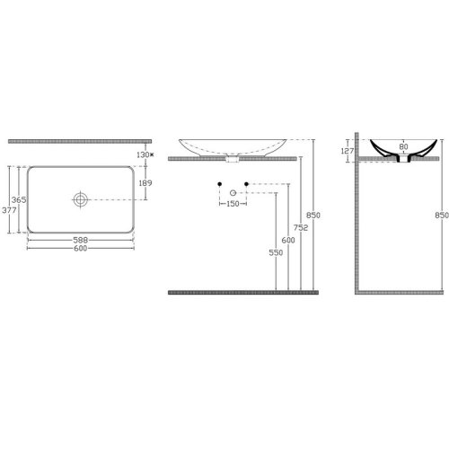 умывальник Isvea SistemaY Clear 60x37,7 (10SY50060 taupe)