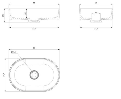 умывальник Omnires Ovo 55x36 white (OVOUNBM)