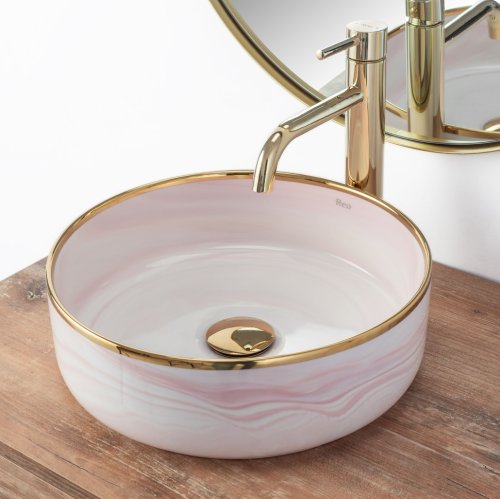 умывальник Rea Merida 41x34,5 pink (REA-U8549)